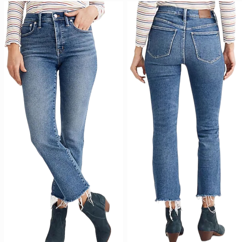 Madewell Jeans Women 25 Blue Cali Demi Boot Cut Boho Fray Raw Hem